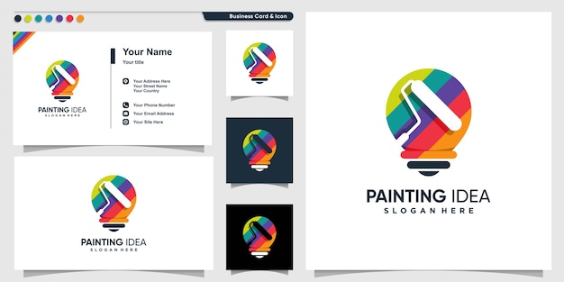 Logotipo de pintura con estilo de idea creativa y plantilla de diseño de tarjeta de visita