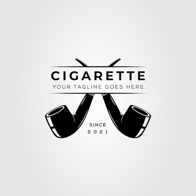 Logotipo de pipa para fumar cigarrillos. Diseño de ilustración de vector de logotipo de humo de cigarro