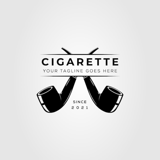 Logotipo de pipa para fumar cigarrillos. diseño de ilustración de vector de logotipo de humo de cigarro