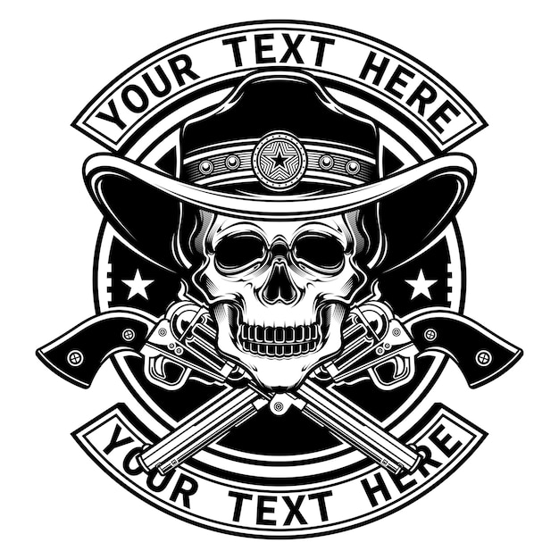 El logotipo de la pistola de cráneo de vaquero