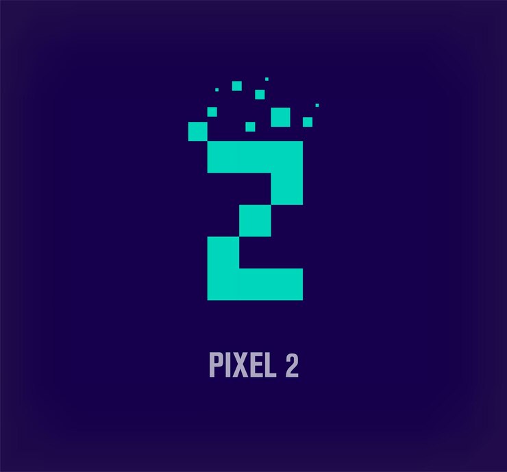 Vector logotipo de píxel creativo número 2 arte de píxel digital único y vector de plantilla de explosión de píxel