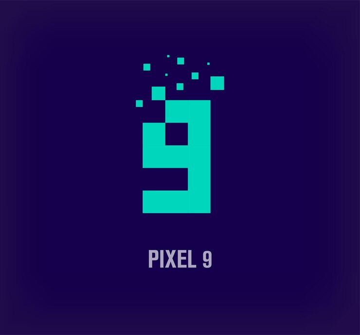 Vector logotipo de píxel creativo número 9 arte de píxel digital único y vector de plantilla de explosión de píxel