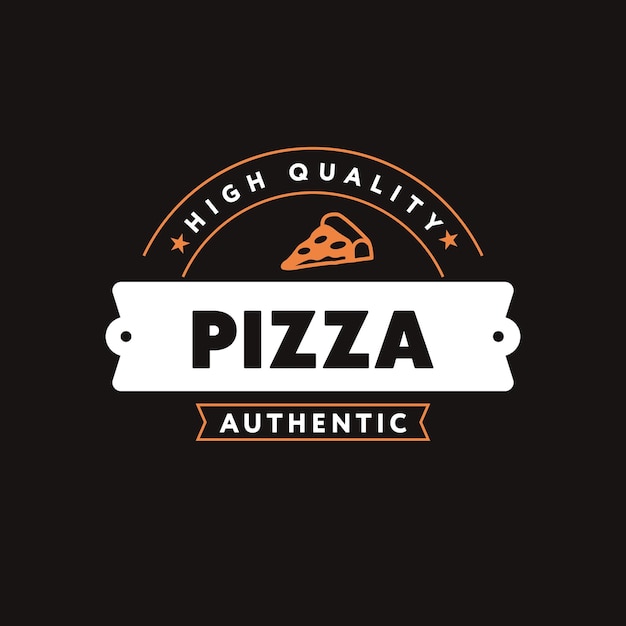 Logotipo de pizza con diseño de estilo vintage.