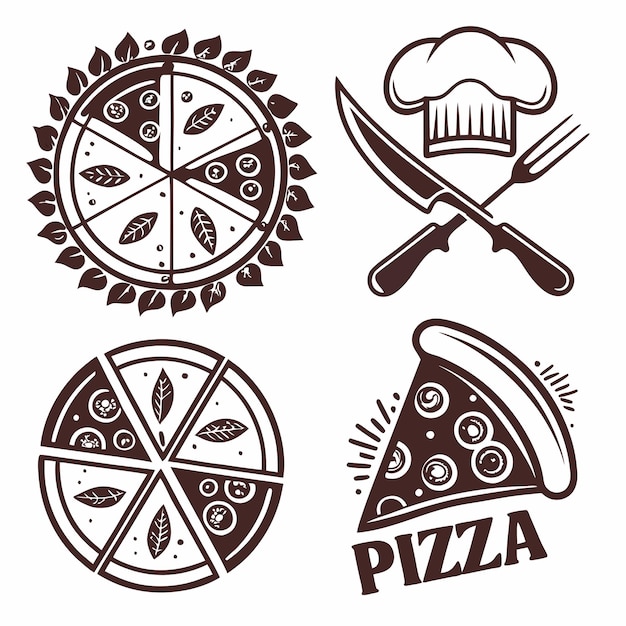 un logotipo de pizza para la pizza y el logotipo de la pizza