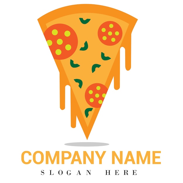 Un logotipo de pizza que dice el nombre de la empresa.