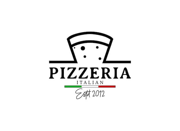 Logotipo para pizzería italiana. Símbolo de vector de restaurante de pizza minimalista brillante de estilo moderno