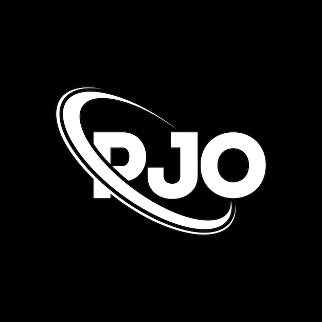Logotipo de PJO: Diseño del logotipo de la letra PJO: Iniciales: Logotipo PJO vinculado con círculo y monograma en mayúscula: Logotipografía PJO para negocios tecnológicos y marca inmobiliaria.