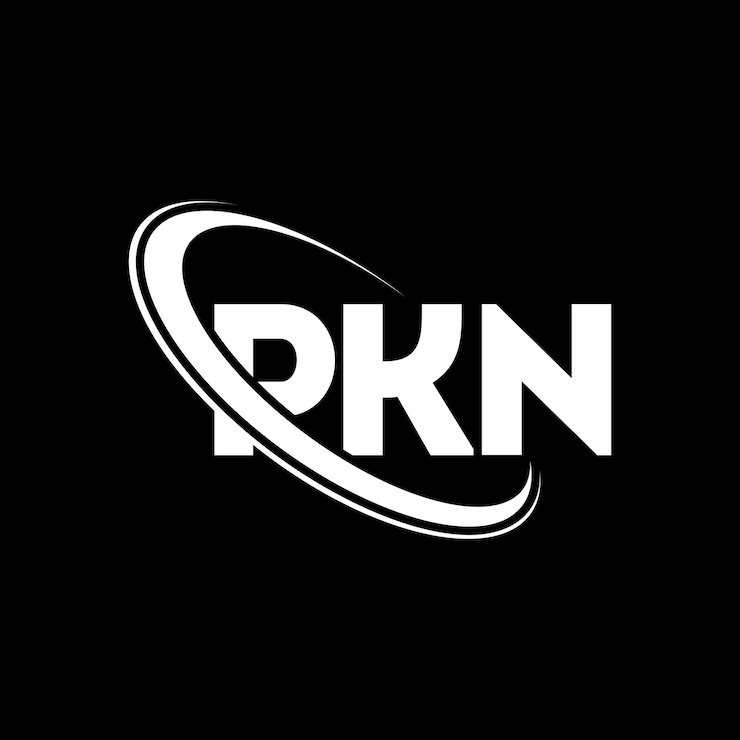 Vector el logotipo pkn, la letra pkn, el diseño del logotipo, las iniciales pkn, vinculado con un círculo y un monograma en mayúsculas, la tipografía pkn para el negocio tecnológico y la marca inmobiliaria.