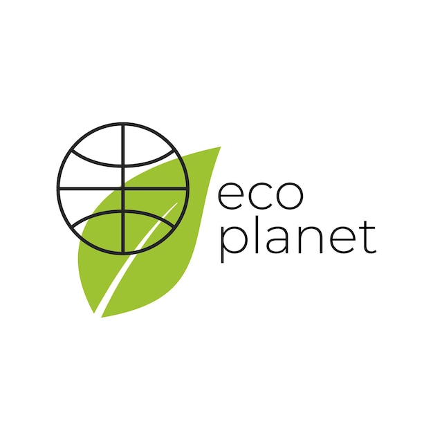 Logotipo del planeta eco con hojas verdes y planeta natural eco insignia natural para empresa verde