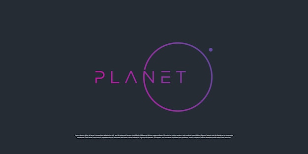 Logotipo de planeta minimalista con concepto de arte de línea circular Vector Premium