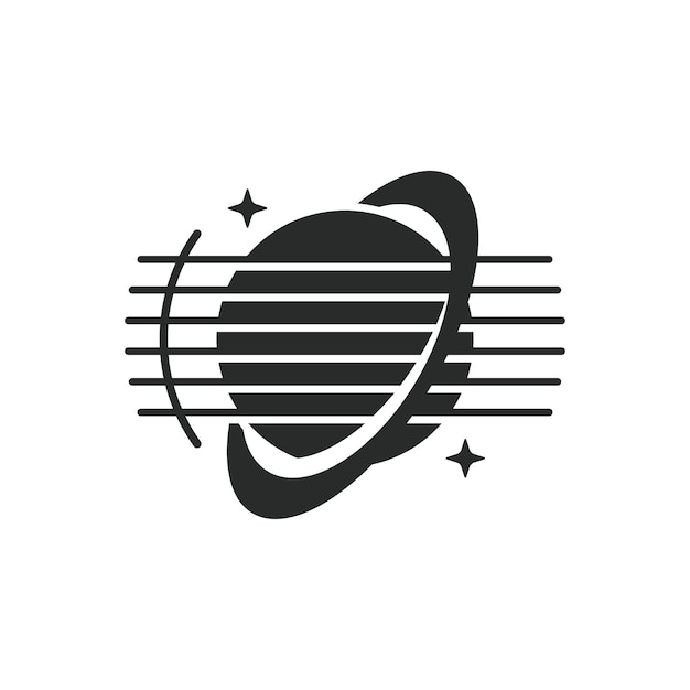 Vector logotipo del planeta de la música anillo de saturno icono de la música del planeta vector