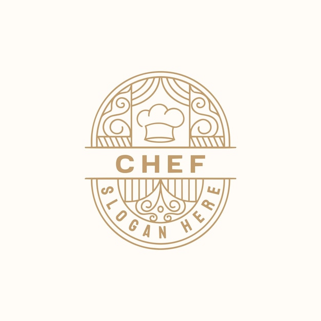 El logotipo plano del chef de línea