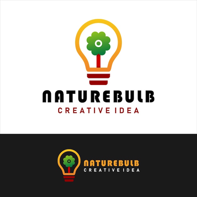Logotipo plano Nature Bulb con inspiración en el diseño Lamp and Flower.