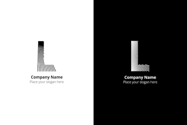 Vector logotipo plano de la última l en blanco y negro