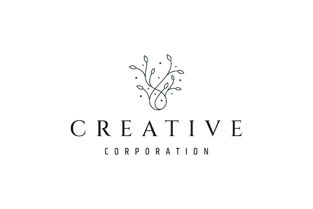 logotipo de planta abstracto en estilo de diseño de arte en línea