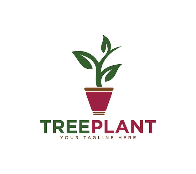 Logotipo de planta de árbol de semilla en crecimiento plantilla de diseño vectorial