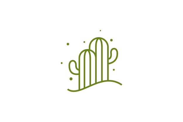 Logotipo de una planta de cactus con un estilo de diseño lineal simple