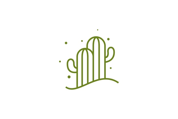 Vector logotipo de una planta de cactus con un estilo de diseño lineal simple