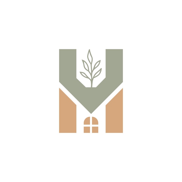 Vector logotipo de la planta de la casa hv