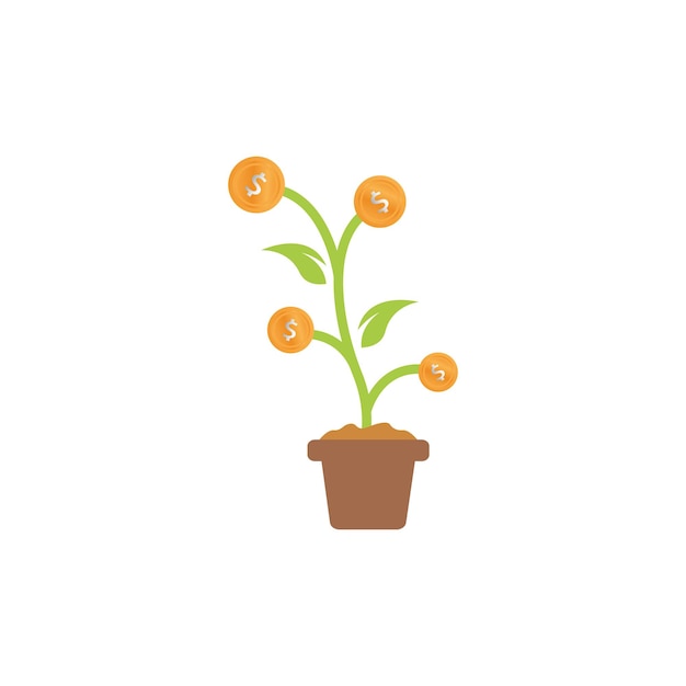 Logotipo de la planta de dinero Crecimiento de las inversiones e inversiones Logotipo del Fondo Fiduciario con realista