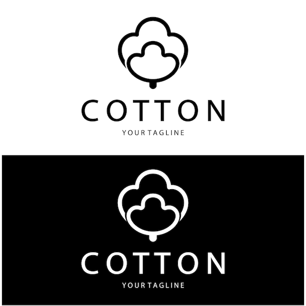 logotipo de la planta de flores de algodón natural para las plantaciones de algodó industrias textiles comerciales ropa