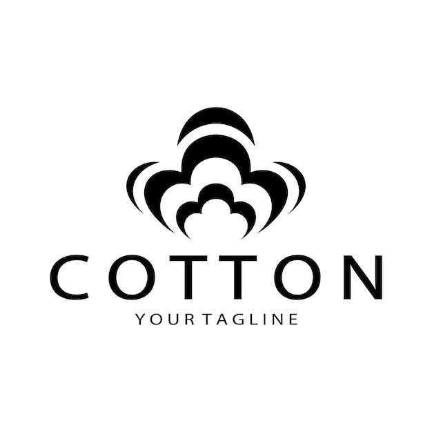 Logotipo de la planta de flores de algodón natural suave para las plantaciones de algodó industrias textil, ropa y belleza vector