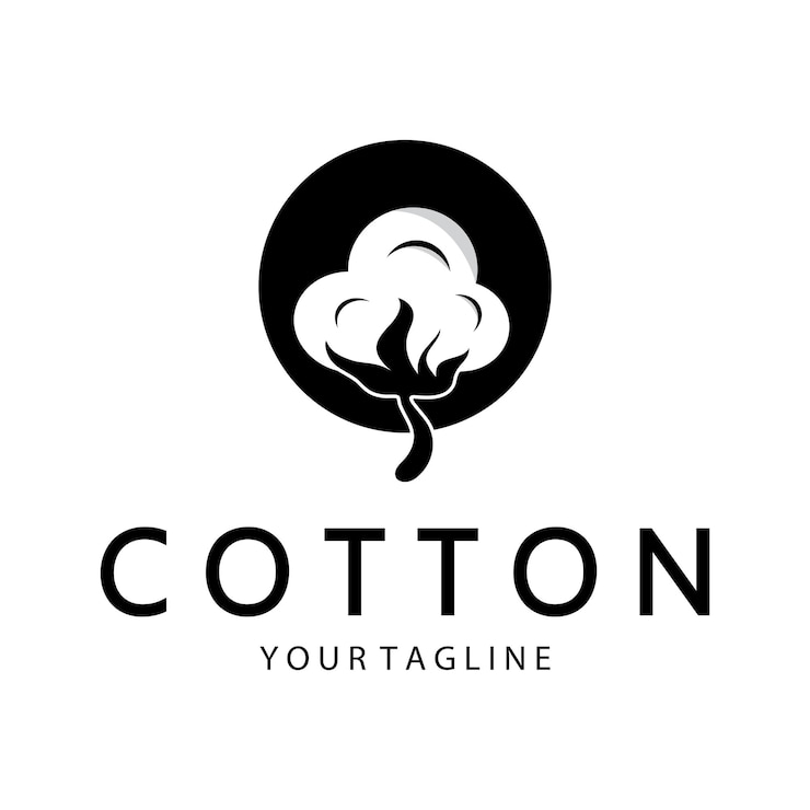 Vector logotipo de la planta de flores de algodón natural suave para las plantaciones de algodó industrias textil, ropa y belleza vector