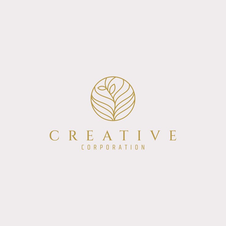 Logotipo de planta de hoja natural en marco circular en diseño artístico de línea