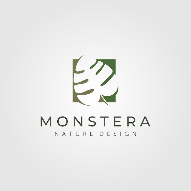 Logotipo de la planta monstera aislado en gris