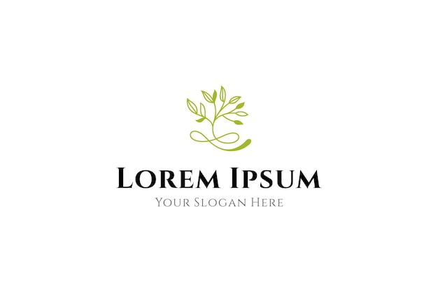 logotipo de planta natural con estilo de diseño plano verde