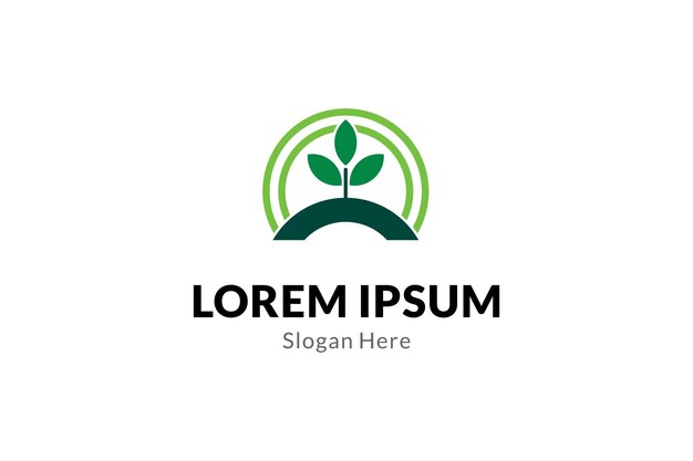 Logotipo de planta de semilla campo agrícola diseño de vector plano natural