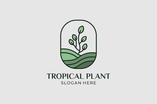 Logotipo de planta tropical en estilo minimalista.