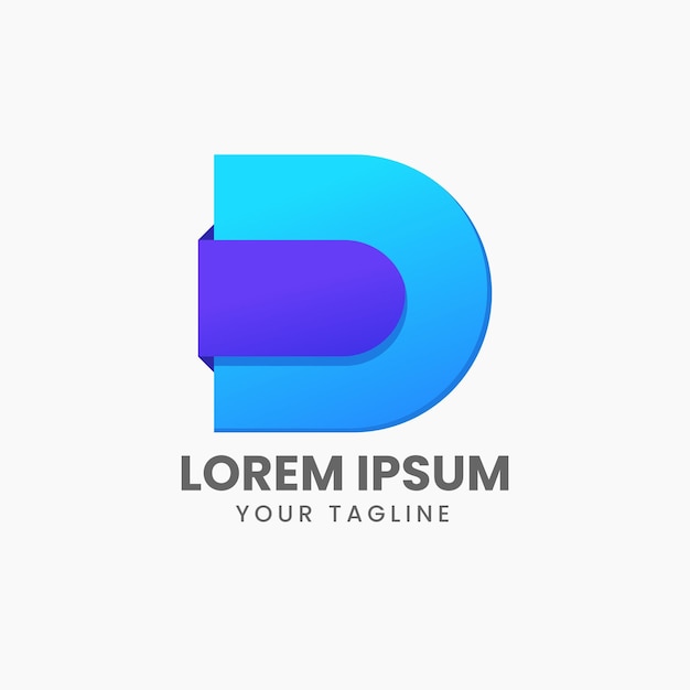 Logotipo de plantilla creativa de letra D