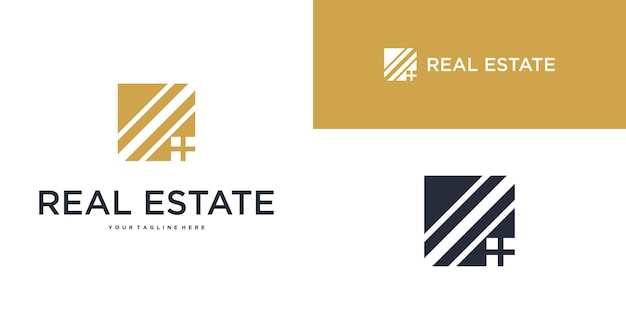 Logotipo de plantilla de diseño inmobiliario para el edificio de arquitectura de construcción Premium Vector