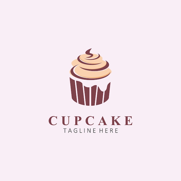 Logotipo de la plantilla del logotipo del vector de la magdalena para la etiqueta adhesiva de la tienda de pasteles, etc.