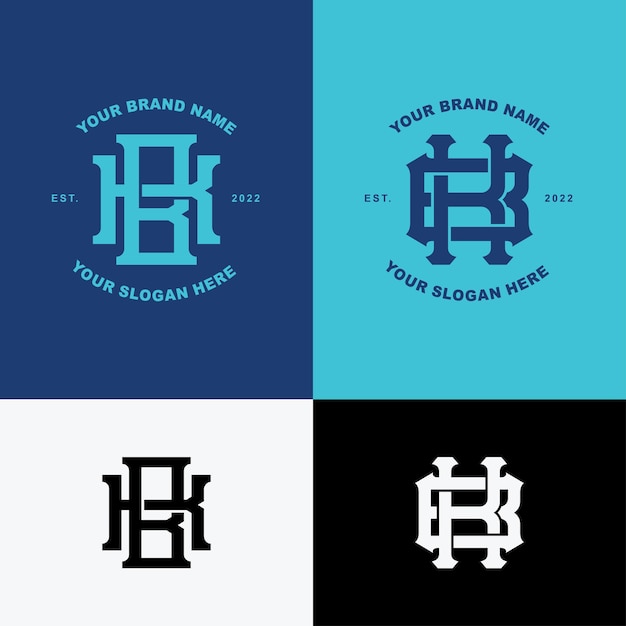Vector logotipo de plantilla de monograma de letras bk o kb inicial para ropa, ropa, marca
