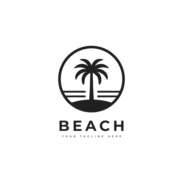 Logotipo de playa en un estilo minimalista simple adecuado para logotipos de viajes o vacaciones