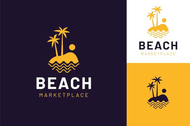 Vector logotipo de playa plana