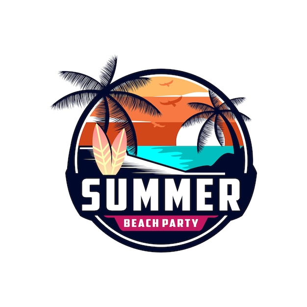 Vector logotipo de la playa sunset summer