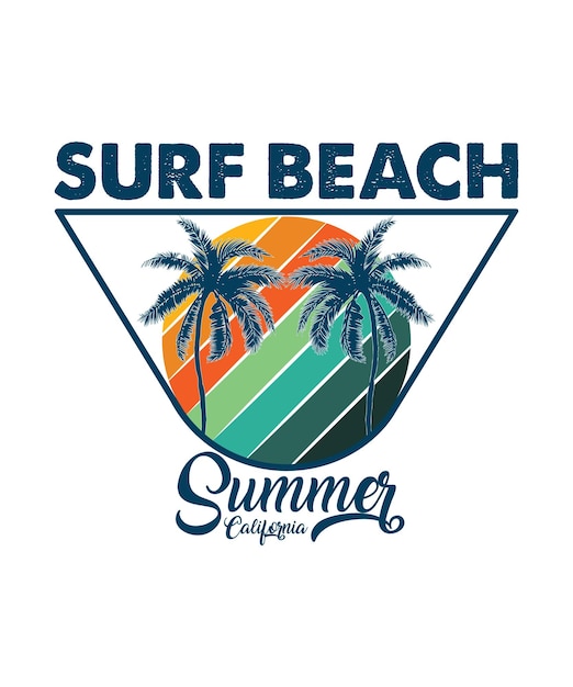 Vector un logotipo para la playa de surf se muestra en la esquina superior derecha