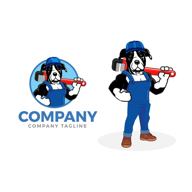 Vector logotipo de plomería de perro