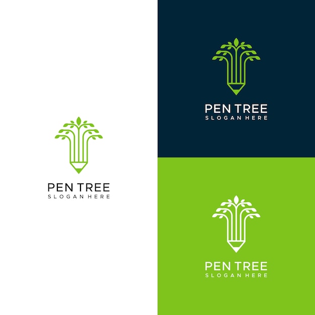 logotipo de pluma de árbol