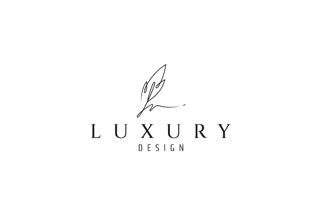 logotipo de pluma de firma con estilo de diseño de línea continua