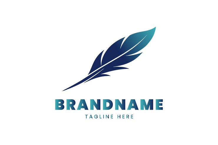 Logotipo de pluma de gradiente colorido para marcas creativas y compañías de diseño