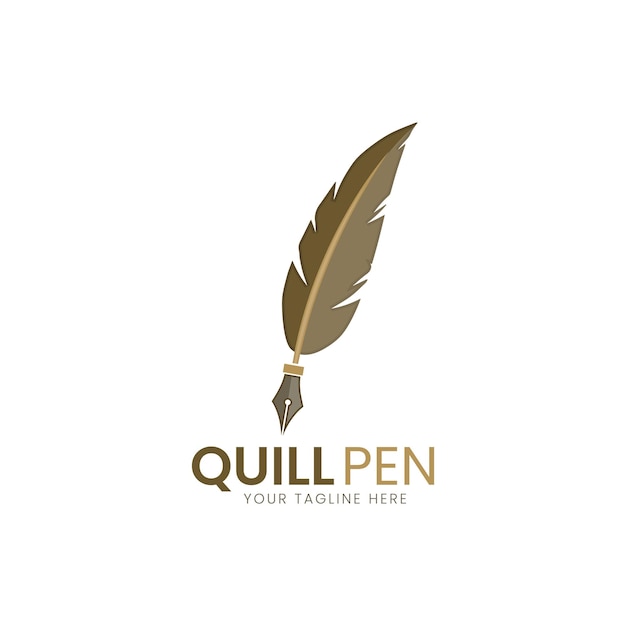 Logotipo de pluma con una imagen vectorial de diseño de logotipo de pluma