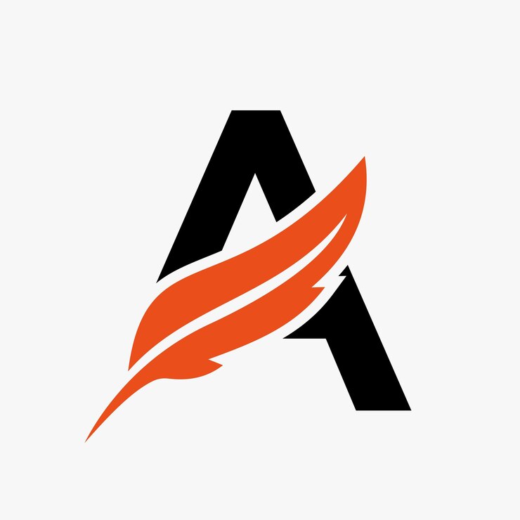 Logotipo de pluma en la letra Una plantilla vectorial de la ley Logotipo de pluma de pájaro Símbolo