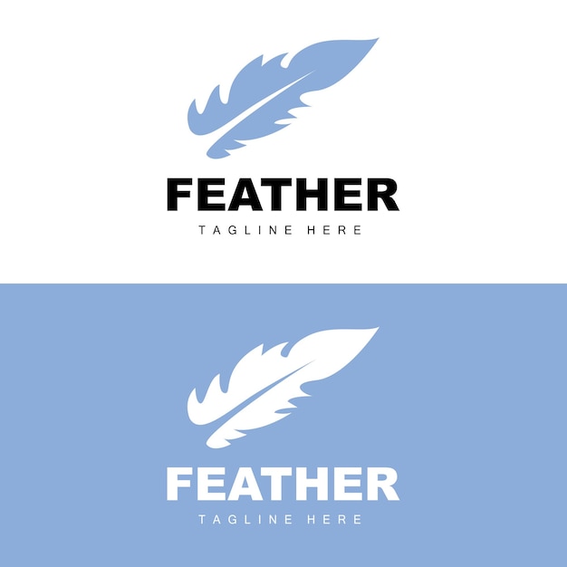 Logotipo de pluma Resumen Diseño de pluma simple Pluma de ala Vector Lápiz Papelería Icono simple