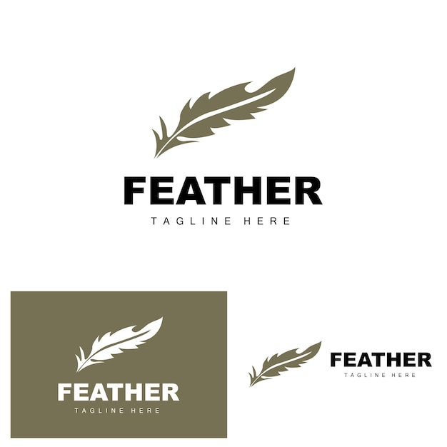 Logotipo de pluma Resumen Diseño de pluma simple Pluma de ala Vector Lápiz Papelería Icono simple