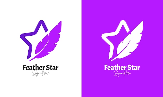 Vector logotipo de plumas con estrella