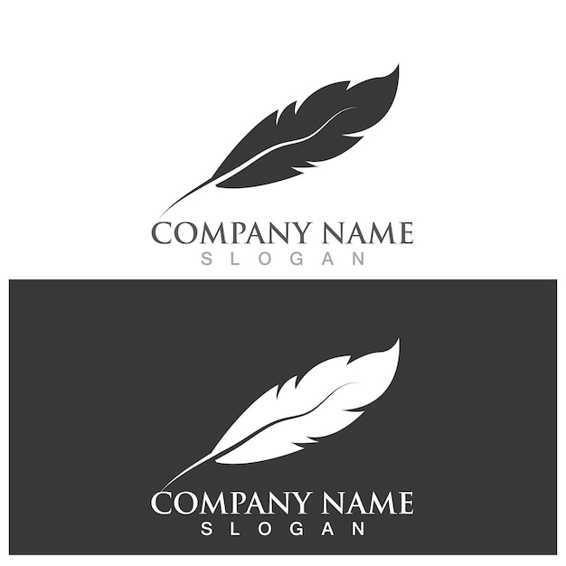 Logotipo de plumas y plantilla vectorial